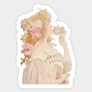 Art Nouveau Flower Woman Sticker